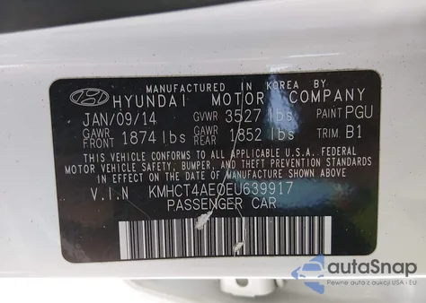 2014 Hyundai Accent Gls from USA, damaged, VIN KMHCT4AE0EU639917